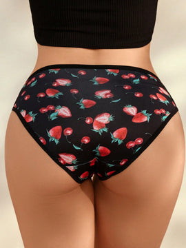 Tangas Triangulares Con Estampado De Fresas