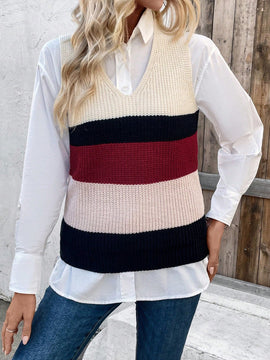 Frenchy Chaleco Sueter Con Bloques De Color (camisa No Incluida)