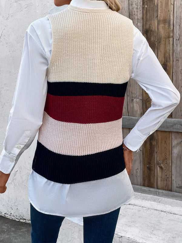 Frenchy Chaleco Sueter Con Bloques De Color (camisa No Incluida)