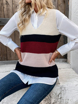 Frenchy Chaleco Sueter Con Bloques De Color (camisa No Incluida)