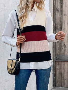 Frenchy Chaleco Sueter Con Bloques De Color (camisa No Incluida)