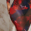 Slayr Vestido ajustado con estampado de pincelada de cuello scoop