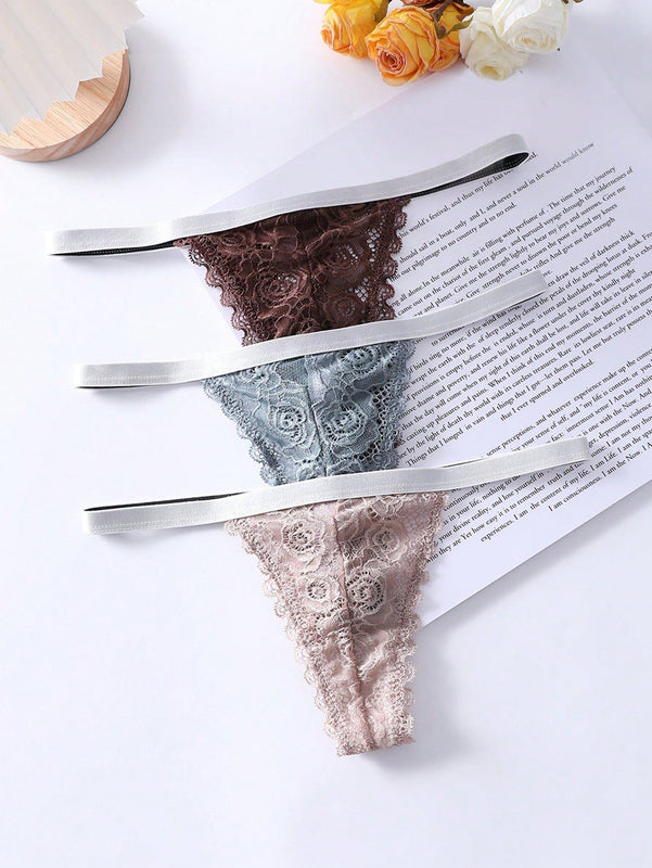 Tangas De Encaje Para Mujeres (juego De 3 Piezas) Lenceria