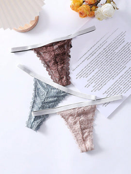 Tangas De Encaje Para Mujeres (juego De 3 Piezas) Lenceria