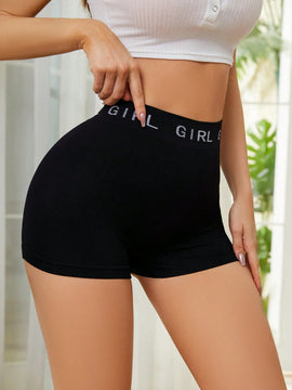 Shorts de seguridad cinta con estampado de letra cintura