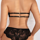 Conjunto De Lenceria De Sujetador Y Panty Para Mujer Con Diseno De Doble Correa Y Encaje