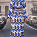 Vestido con mangas farol y estampado de chevron