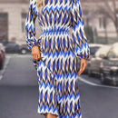 Vestido con mangas farol y estampado de chevron