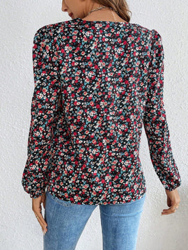 Frenchy Camisa De Manga Abullonada Y Estampado Floral Para Mujer
