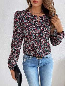 Frenchy Camisa De Manga Abullonada Y Estampado Floral Para Mujer
