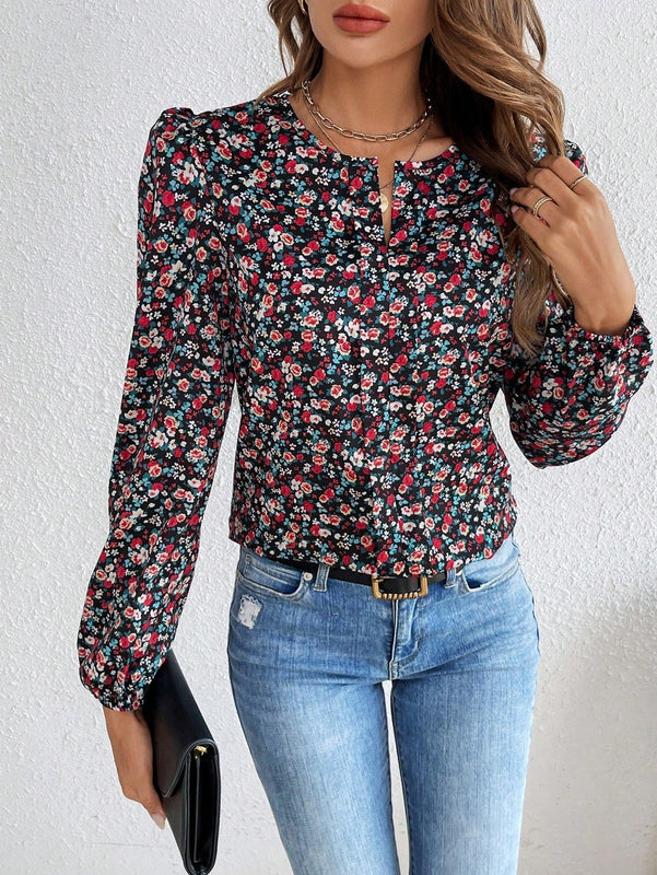 Frenchy Camisa De Manga Abullonada Y Estampado Floral Para Mujer