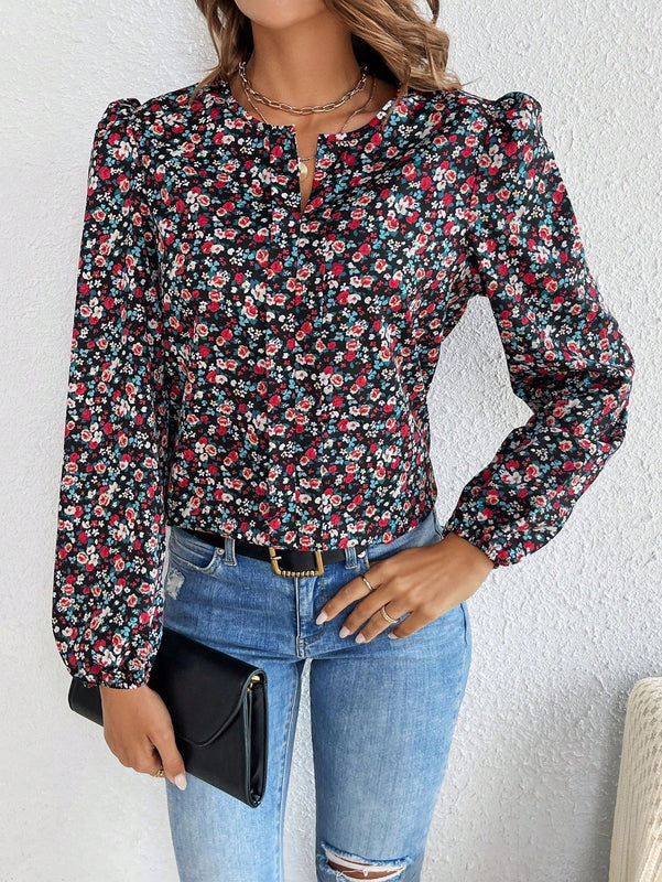 Frenchy Camisa De Manga Abullonada Y Estampado Floral Para Mujer