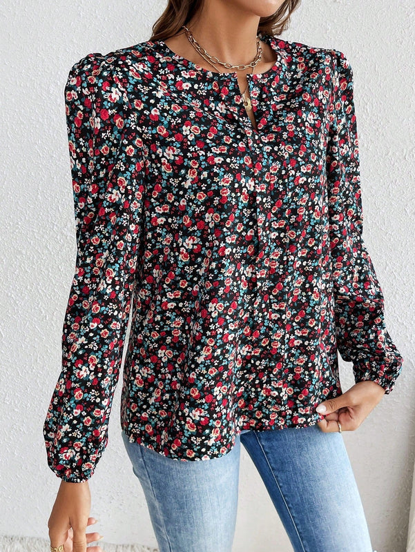 Frenchy Camisa De Manga Abullonada Y Estampado Floral Para Mujer
