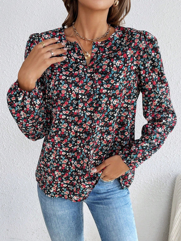 Frenchy Camisa De Manga Abullonada Y Estampado Floral Para Mujer