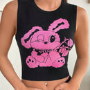 EZwear Chaleco de punto crop con patron de dibujos animados