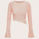 ICON Jersey crop unicolor bajo asimetrico