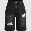 ROMWE Grunge Punk Shorts Vaqueros Desgastados Para Mujer