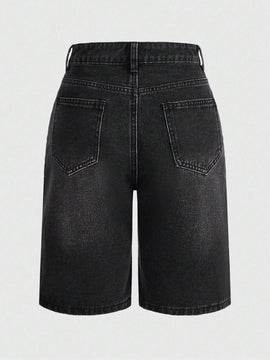 ROMWE Grunge Punk Shorts Vaqueros Desgastados Para Mujer