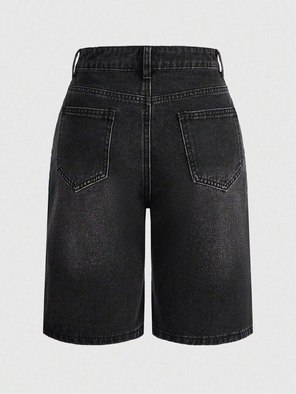 ROMWE Grunge Punk Shorts Vaqueros Desgastados Para Mujer