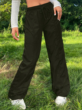 Pantalones plisados con cordon para mujer