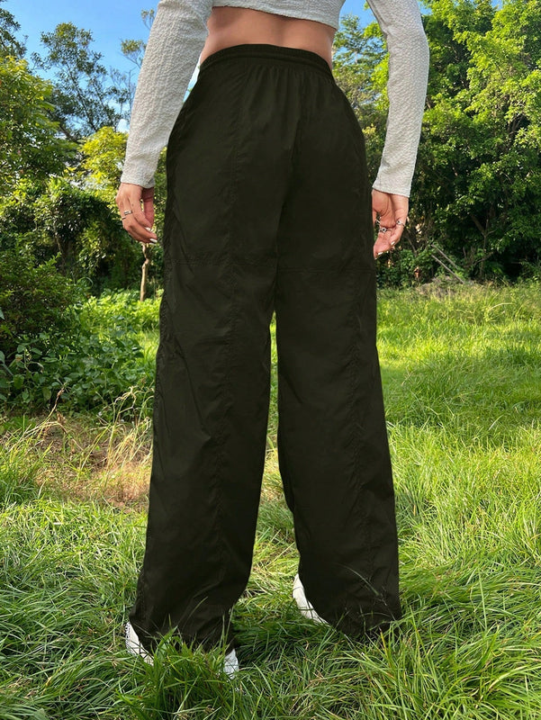 Pantalones plisados con cordon para mujer