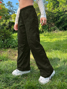 Pantalones plisados con cordon para mujer