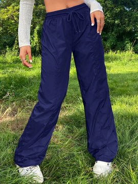 Pantalones plisados con cordon para mujer