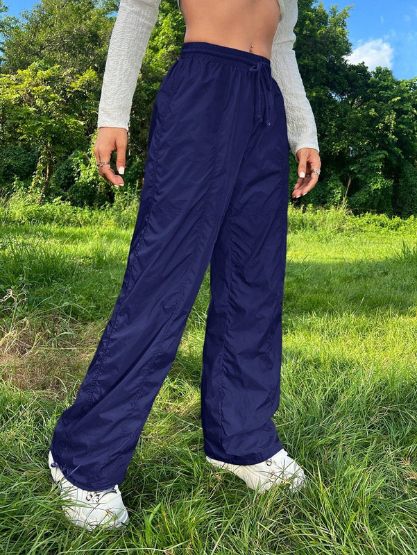 Pantalones plisados con cordon para mujer