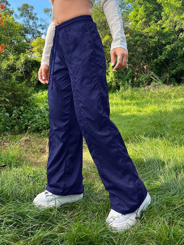 Pantalones plisados con cordon para mujer