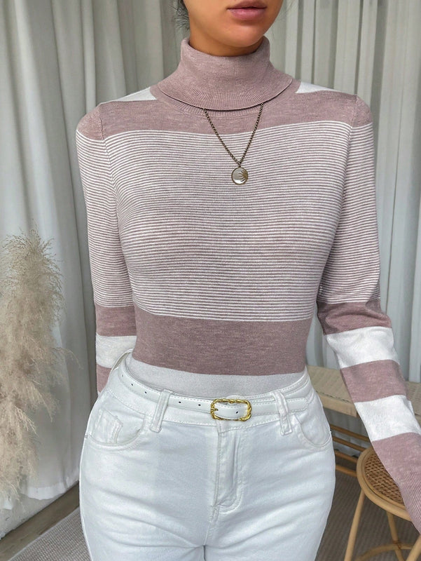 LUNE Jersey de color combinado cuello alto