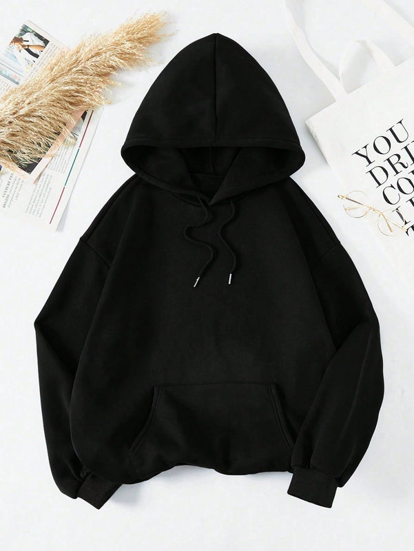 Ezwear sudadera de forro polar con estampado de letra y mariposa