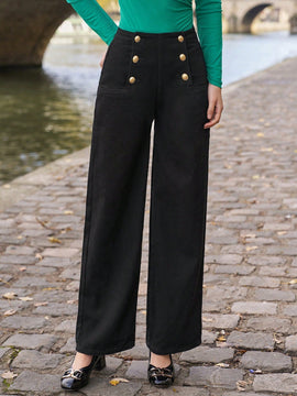 Frenchy Jeans con diseno de boton de pierna ancha