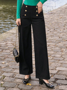 Frenchy Jeans con diseno de boton de pierna ancha