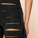 Haute Pantalon Ajustado Con Flecos Con Corte De Escalera