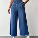 Cottnline pantalones palazzo de tiro alto, sueltos y con bolsillo, de 100% algodon, para primavera y verano