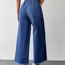 Cottnline pantalones palazzo de tiro alto, sueltos y con bolsillo, de 100% algodon, para primavera y verano