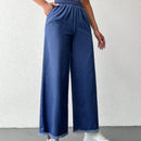 Cottnline pantalones palazzo de tiro alto, sueltos y con bolsillo, de 100% algodon, para primavera y verano