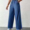 Cottnline pantalones palazzo de tiro alto, sueltos y con bolsillo, de 100% algodon, para primavera y verano