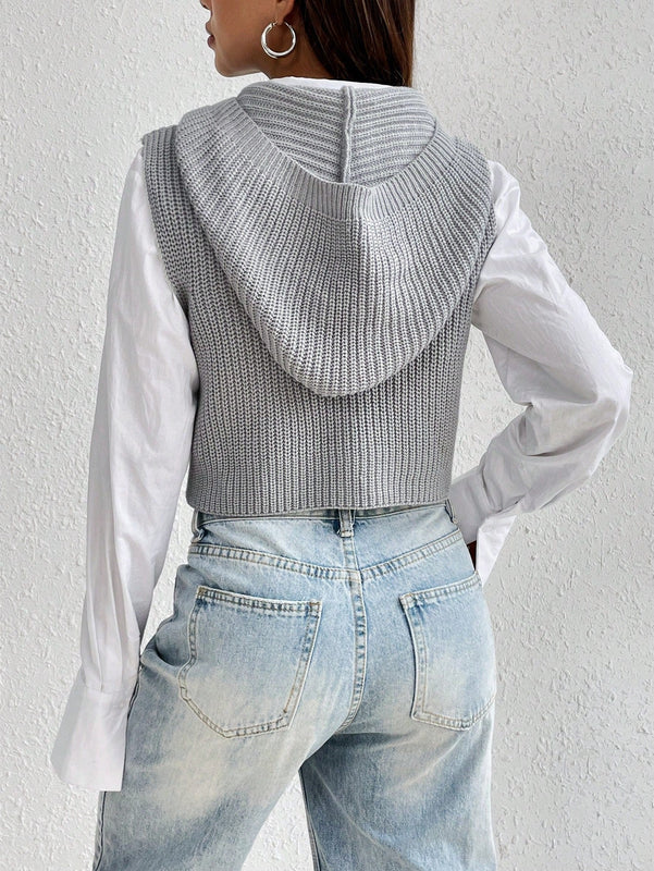EZwear Chaleco suelto informal con capucha