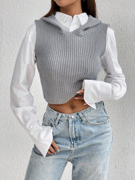 EZwear Chaleco suelto informal con capucha