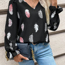 Frenchy Camisa De Encaje Con Empalme Y Estampado De Plumas Para Mujer