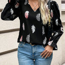 Frenchy Camisa De Encaje Con Empalme Y Estampado De Plumas Para Mujer