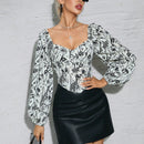 Prive Camisa De Manga Farol Con Estampado Floral Y Escote Corazon Para Mujer
