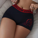Shorts boxer de mujeres con estampado de letra de talle alto de rayas