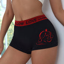 Shorts boxer de mujeres con estampado de letra de talle alto de rayas