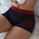 Shorts boxer de mujeres con estampado de letra de talle alto de rayas