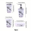 4pcs Juego De Accesorios De Baño Simple, Incluye Dispensador De Loción, Jabonera, Vaso Para Enjuague Bucal Y Porta Cepillos De Dientes, Adecuado Para La Decoración Del Baño, Set De Regalo Para La Casa