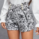PETITE Shorts Con Perlas Y Estampado De Mariposas Para Mujeres