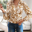 Clasi Camisa pleno con estampado floral de manga farol fruncido