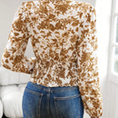 Clasi Camisa pleno con estampado floral de manga farol fruncido
